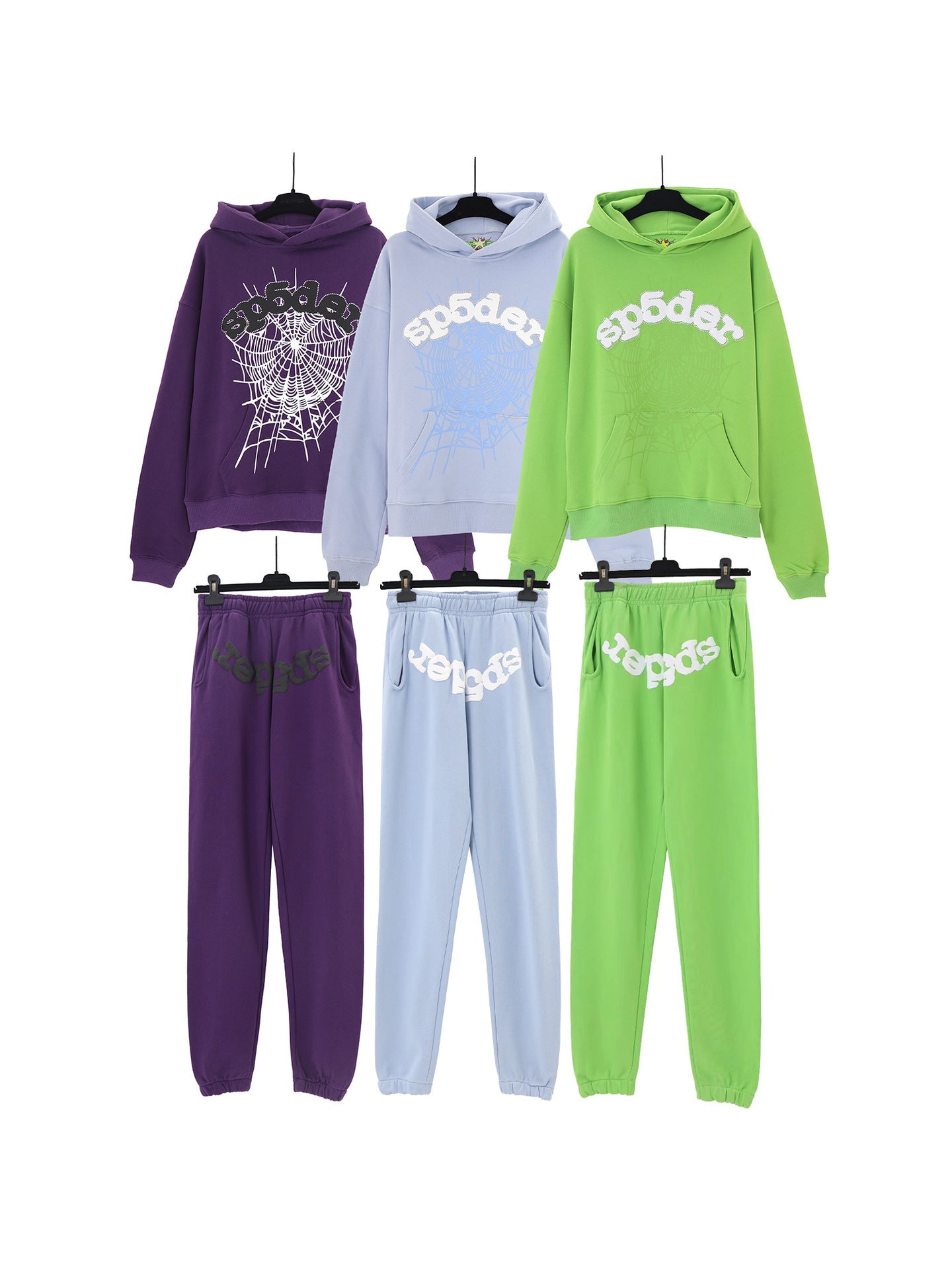 American fashion brand Sp5der 555 star foam print pure cotton hoodie sweater pants suit for men and women