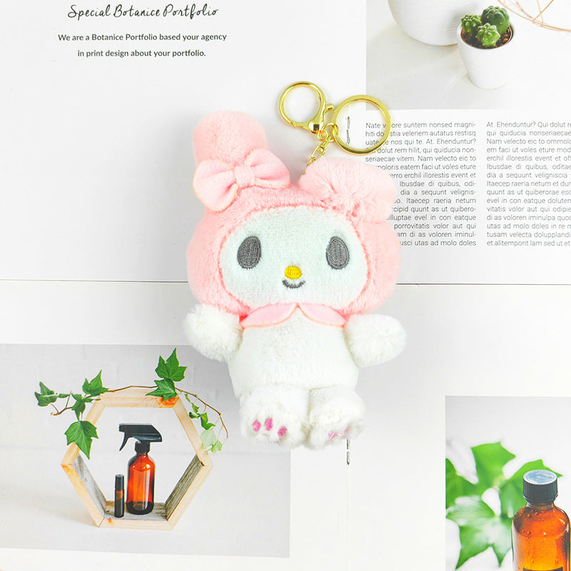 Cartoon Anime Sanrio Plush Doll Pendant Cute Kuromi Keychain Doll Machine Schoolbag plush keychain