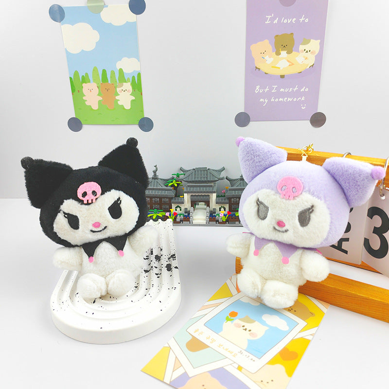 Cartoon Anime Sanrio Plush Doll Pendant Cute Kuromi Keychain Doll Machine Schoolbag plush keychain