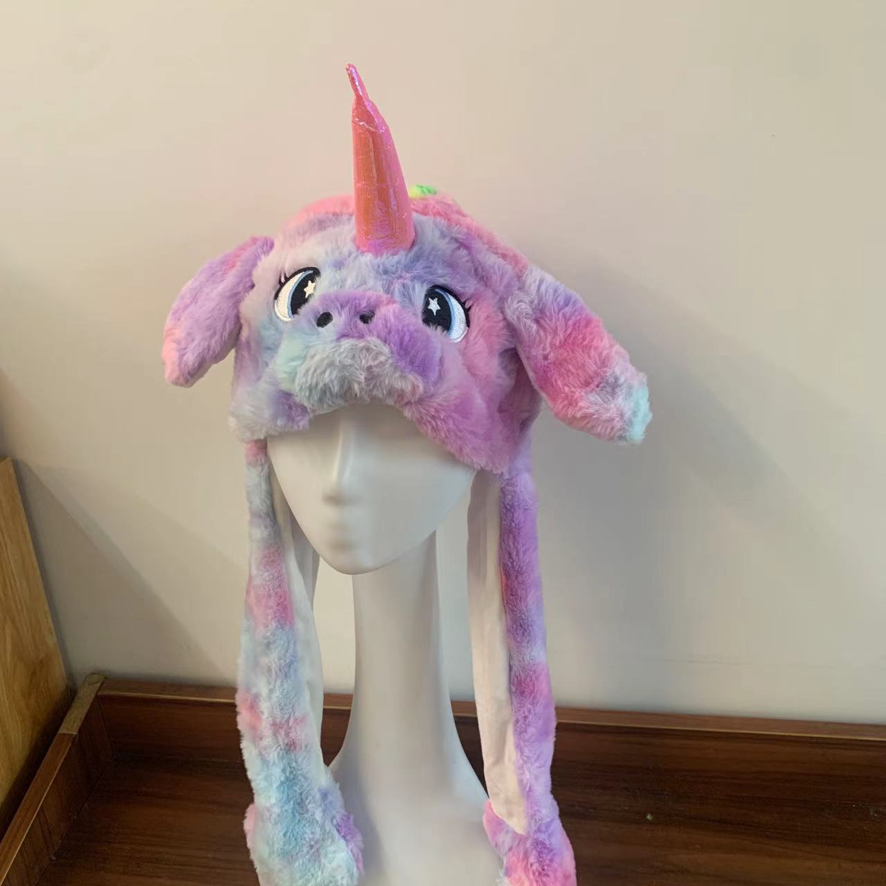 Rabbit ear plush hat airbag hat ears move animal hat plush toy colorful luminescence
