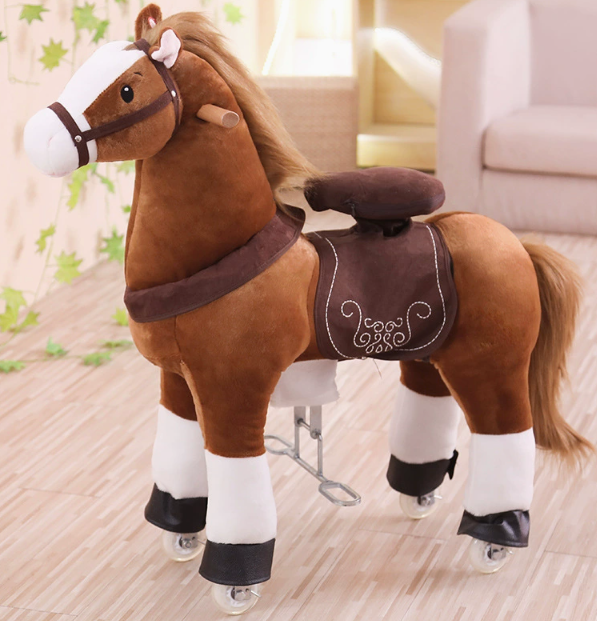 Wooden horse jumping horse mount children's toy horse large size send baby birthday gift multiple colors optional