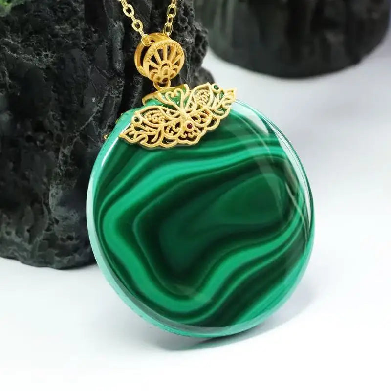 European and American Classic Affordable Luxury Fashion Women's Malachite 925 silver Pendant Jewelry