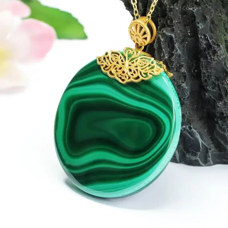 European and American Classic Affordable Luxury Fashion Women's Malachite 925 silver Pendant Jewelry