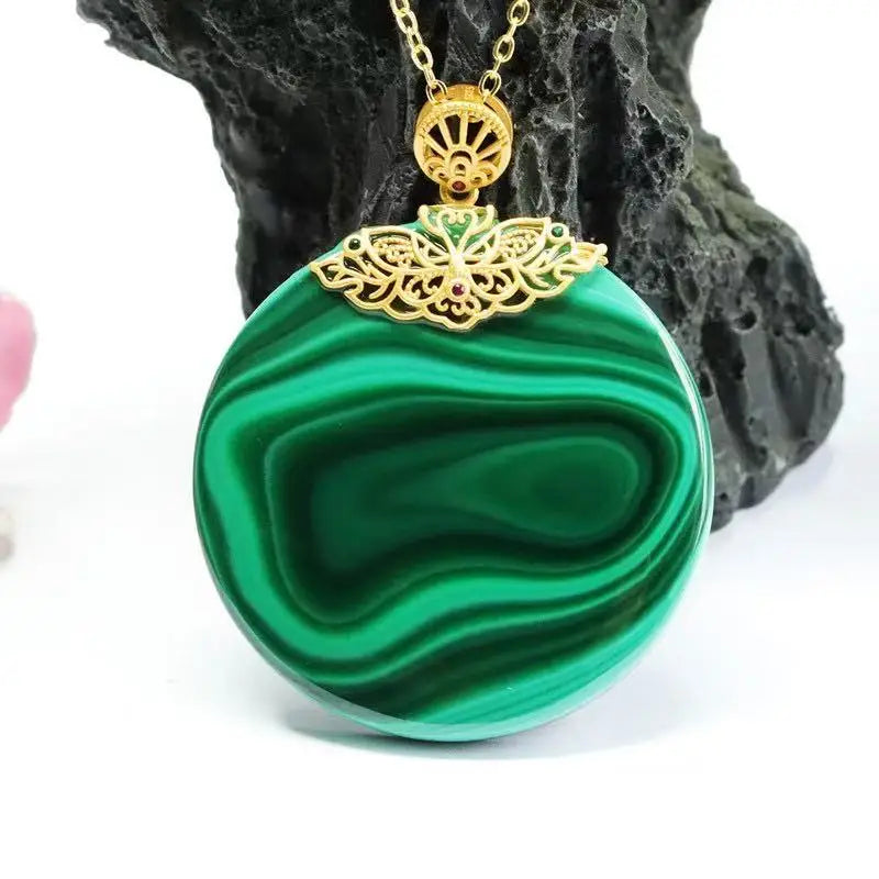 European and American Classic Affordable Luxury Fashion Women's Malachite 925 silver Pendant Jewelry