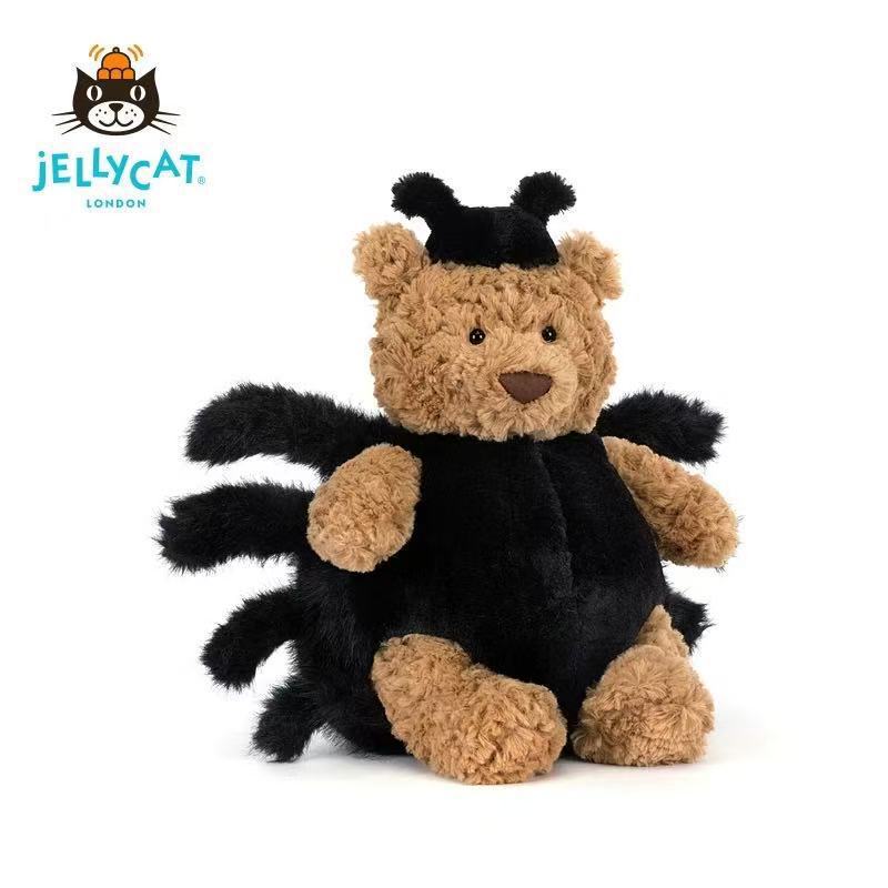 Jellycat plush toys with complete labels, including the Sun, Barcelona Bear cub, and Flying Dragon plush toys, available for wholesale as gifts