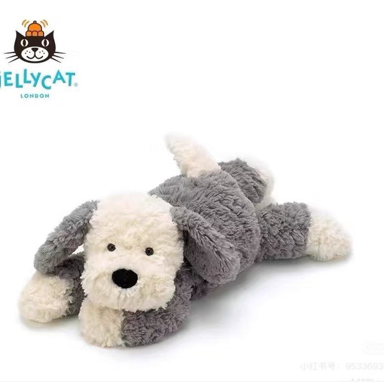 Jellycat plush toys with complete labels, including the Sun, Barcelona Bear cub, and Flying Dragon plush toys, available for wholesale as gifts