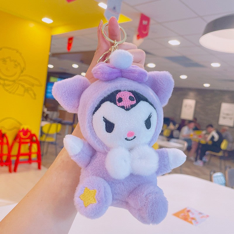 Cartoon Kuromi Plush Keychain Cute Schoolbag Pendant Keychain Pendant Boutique