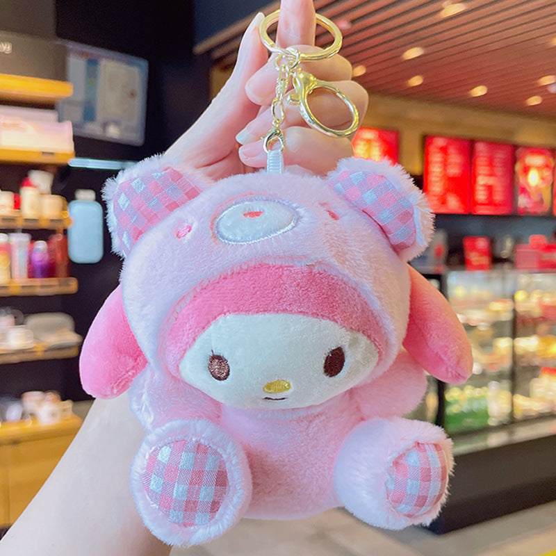 Cartoon Kuromi Plush Keychain Cute Schoolbag Pendant Keychain Pendant Boutique