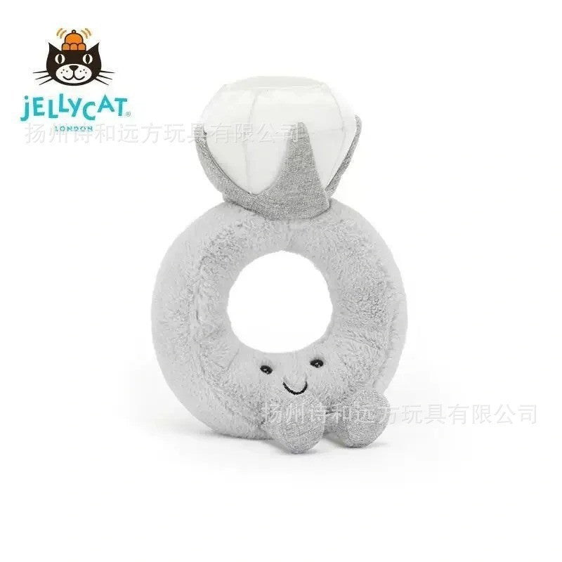 Jellycat plush toys with complete labels, including the Sun, Barcelona Bear cub, and Flying Dragon plush toys, available for wholesale as gifts