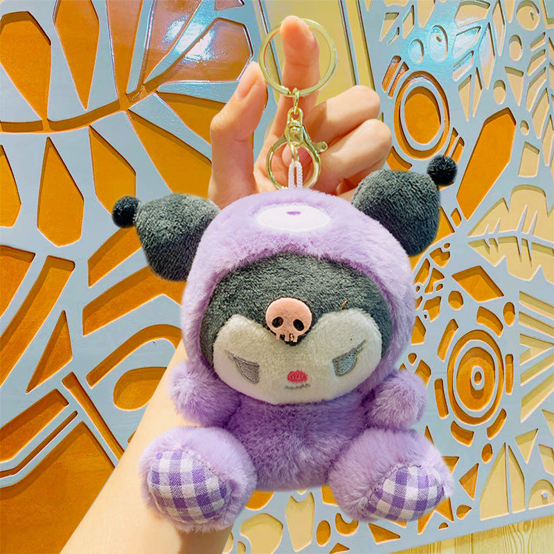 Cartoon Kuromi Plush Keychain Cute Schoolbag Pendant Keychain Pendant Boutique