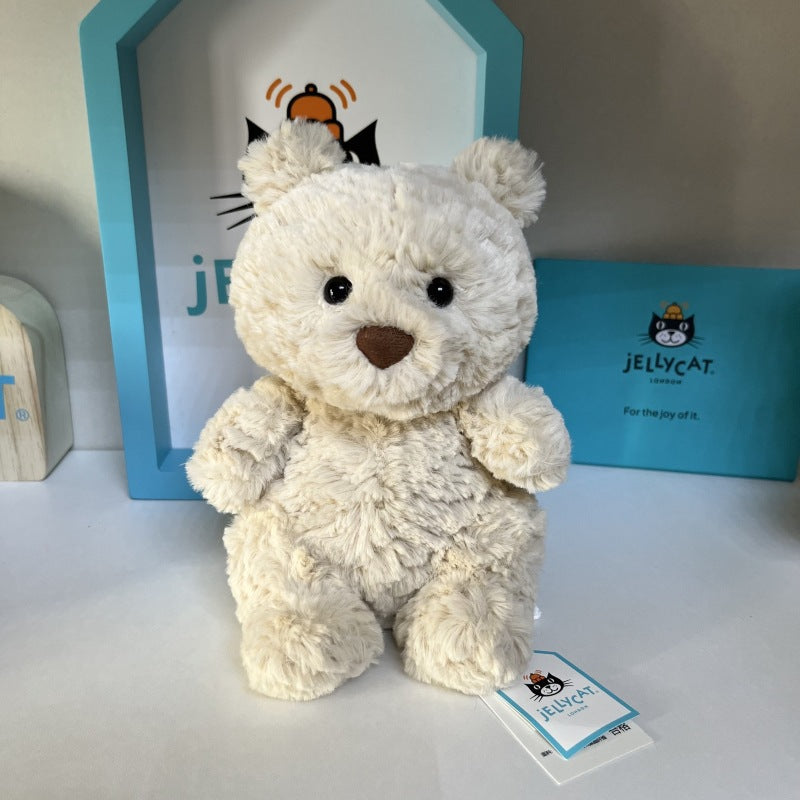 Jellycat plush toys with complete labels, including the Sun, Barcelona Bear cub, and Flying Dragon plush toys, available for wholesale as gifts