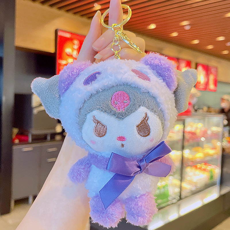 Cartoon Kuromi Plush Keychain Cute Schoolbag Pendant Keychain Pendant Boutique