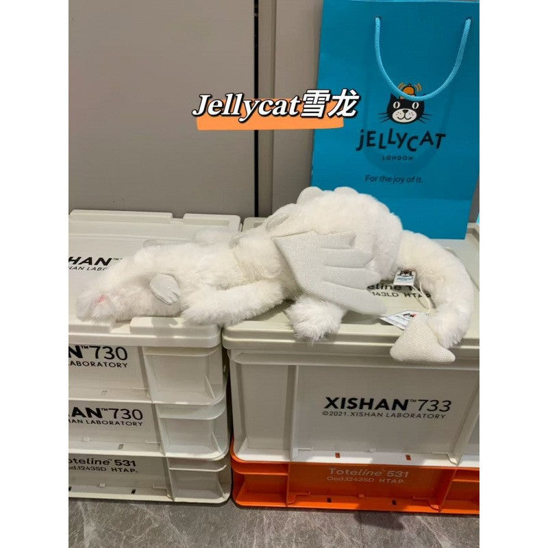 Jellycat plush toys with complete labels, including the Sun, Barcelona Bear cub, and Flying Dragon plush toys, available for wholesale as gifts