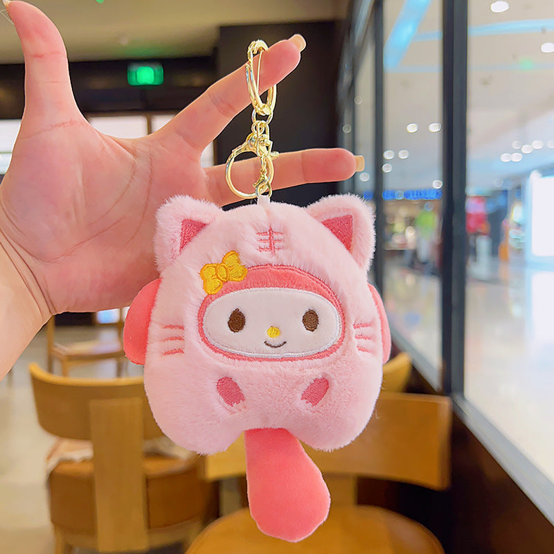 Cartoon Kuromi Plush Keychain Cute Schoolbag Pendant Keychain Pendant Boutique