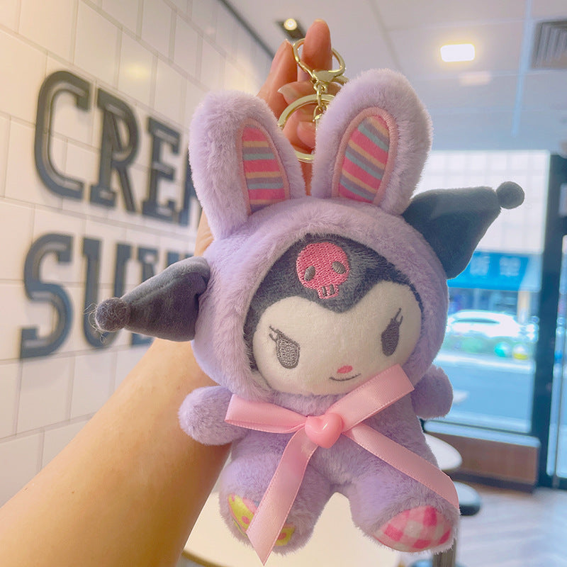 Cartoon Kuromi Plush Keychain Cute Schoolbag Pendant Keychain Pendant Boutique