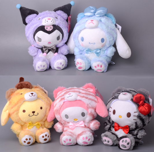 Newest Japanese Anime Tiger Series Melody Kuromi Cinnamoroll Pom Pom Purin KT 25cm Plush Toy